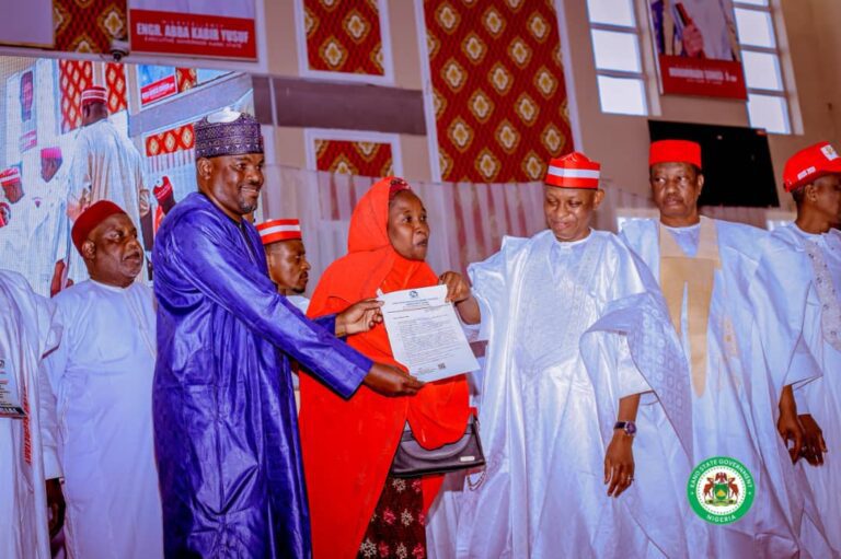 Gov. Yusuf Proposes N1.368 Trillion Allotment for 2026 Fiscal Year Abba K.Yusuf presenting offer to beneficiary