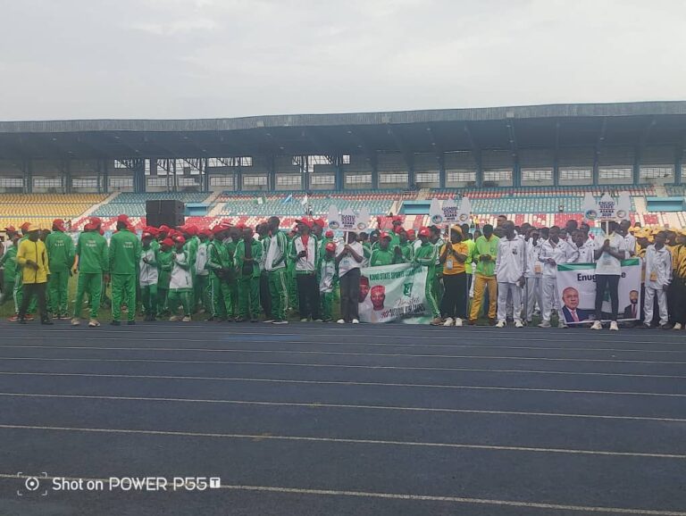 President Ahmed Tinubu declares 9th edition of National Youth Games opened Athletes at National Sports Festival Asaba