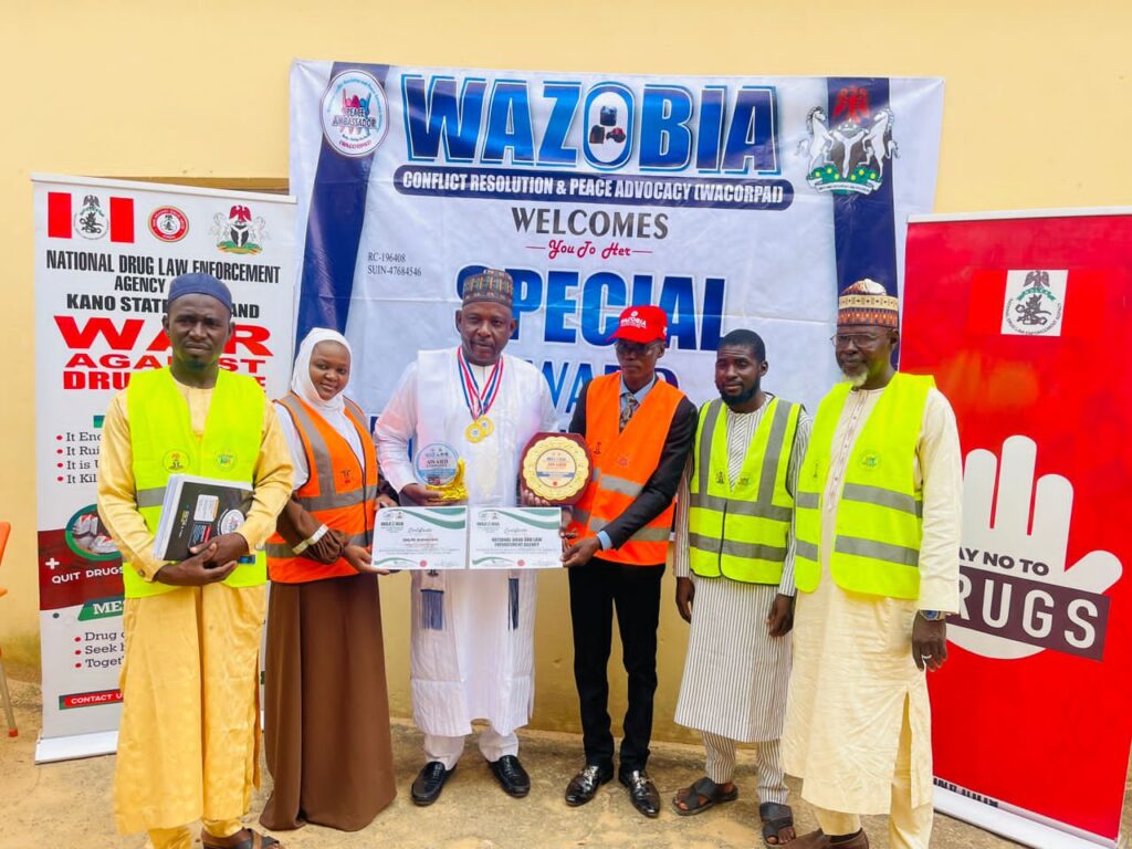 Kano NDLEA commander bags Intergrity, Peace Ambassador award Commander NDLEA Honour by Wazobia