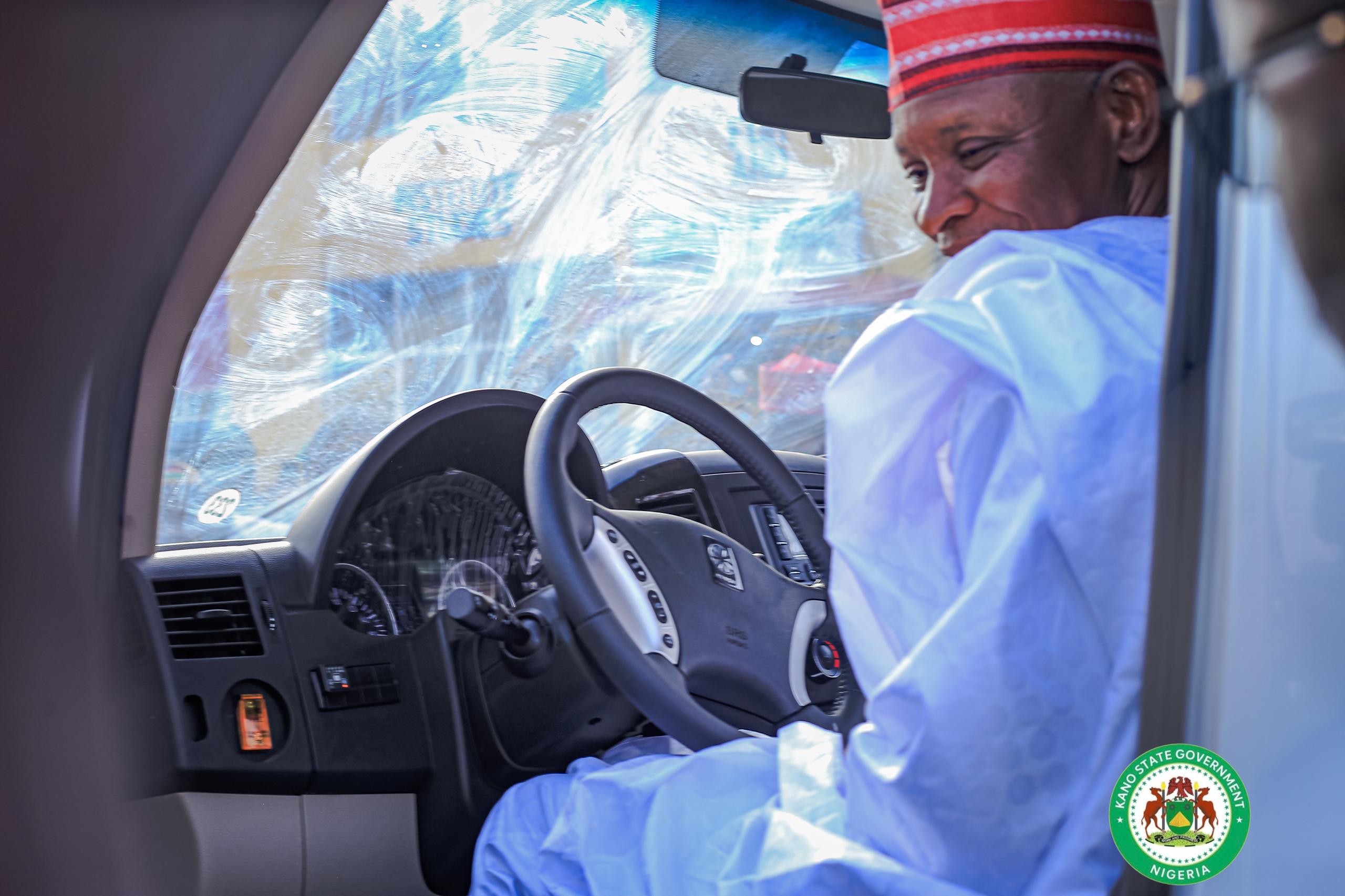 Governor Abba inside one of CNG Bus