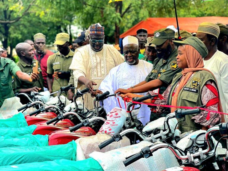 KNSG Donates Ten Motorcycles to Wildlife Rangers MD Kazowma Sadiq Kura Launched Motorcycles