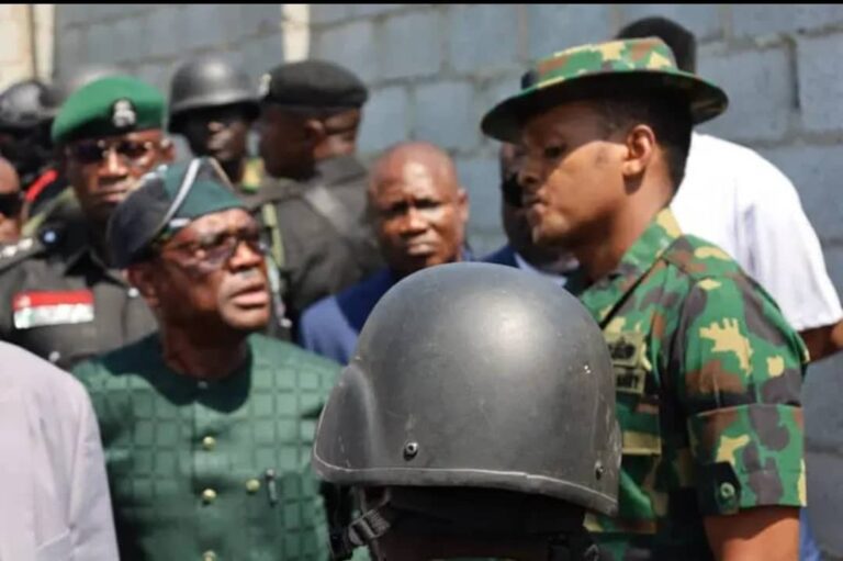 Nyesom Wike against a young military officer in Ab
