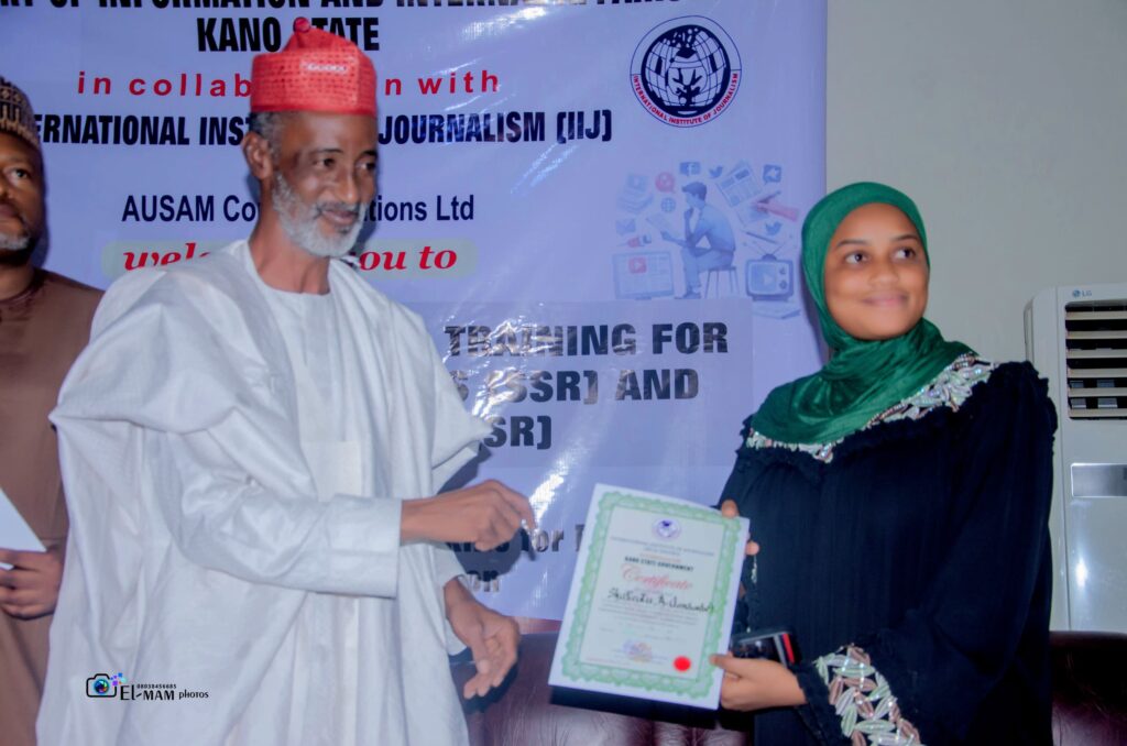 Governor Yusuf Backs Media Capacity Building Praise Progress at Reporters Workshop SSG Umar Faruk present certificate of attendance