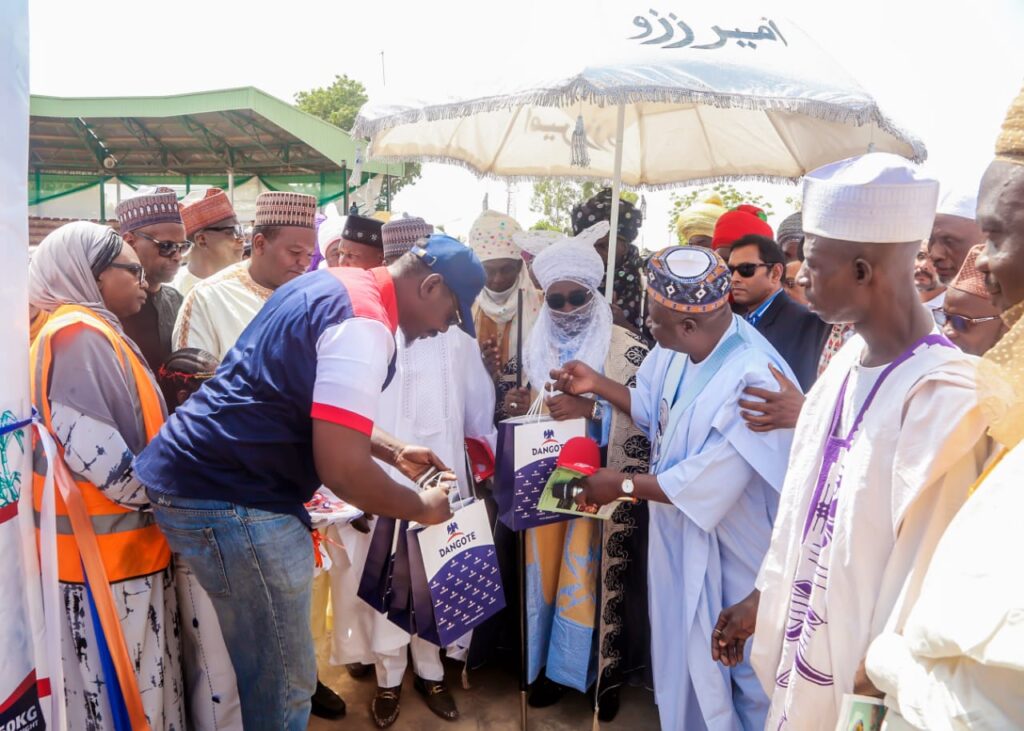 Dangote Doing A Very Good Job-Tinubu Staff of Dangote presents gift to Emir of Zazzau